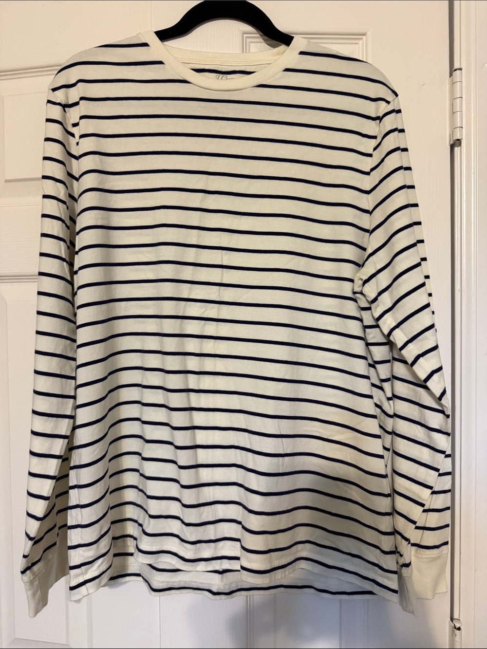 J. Crew Cream and Navy Striped Long-Sleeve Tee